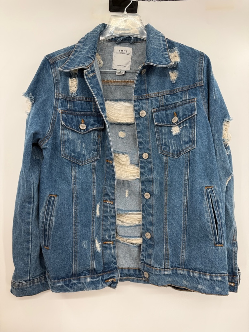Iris Oversized Deconstructed Destroyed Distressed Denim Jean Jacket Size S
